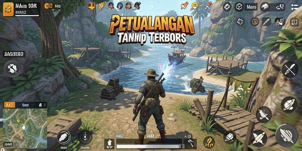 Screenshot menunjukkan pemain menjelajahi dunia terbuka yang luas.