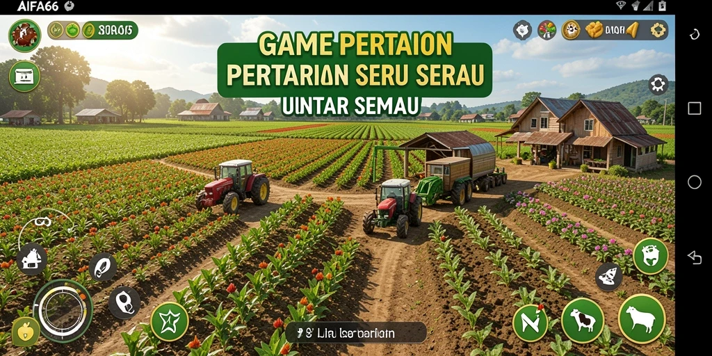 Tangkapan layar game AIFA66 dengan gameplay bertani yang menarik.