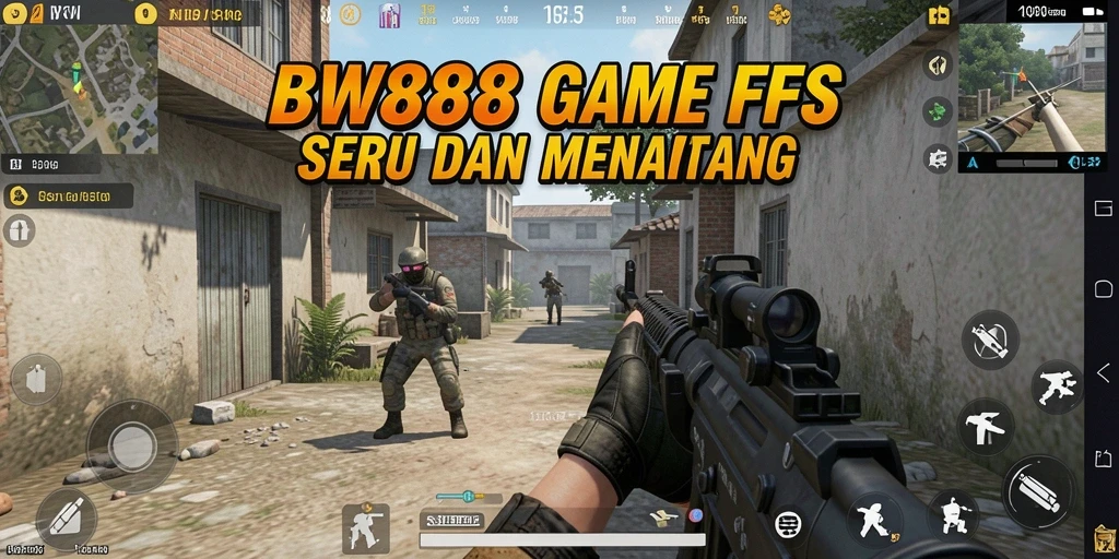 Tangkapan layar utama BW888 menampilkan aksi tembak-menembak yang seru dan intens.