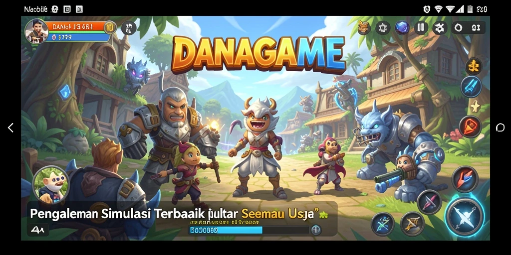 Screenshot gameplay dari DANAGAME yang menunjukkan interaksi dinamis.