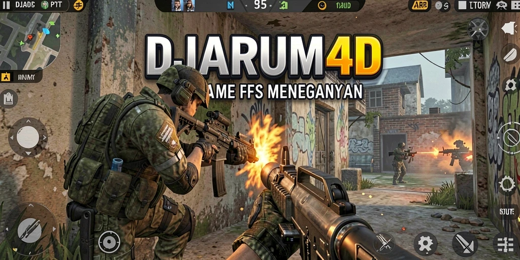 Tampilan seru gameplay DJARUM4D dalam pertempuran FPS.