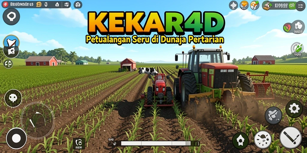 Tangkapan layar gameplay KEKAR4D menampilkan kebun subur dengan tanaman yang tumbuh dengan baik.