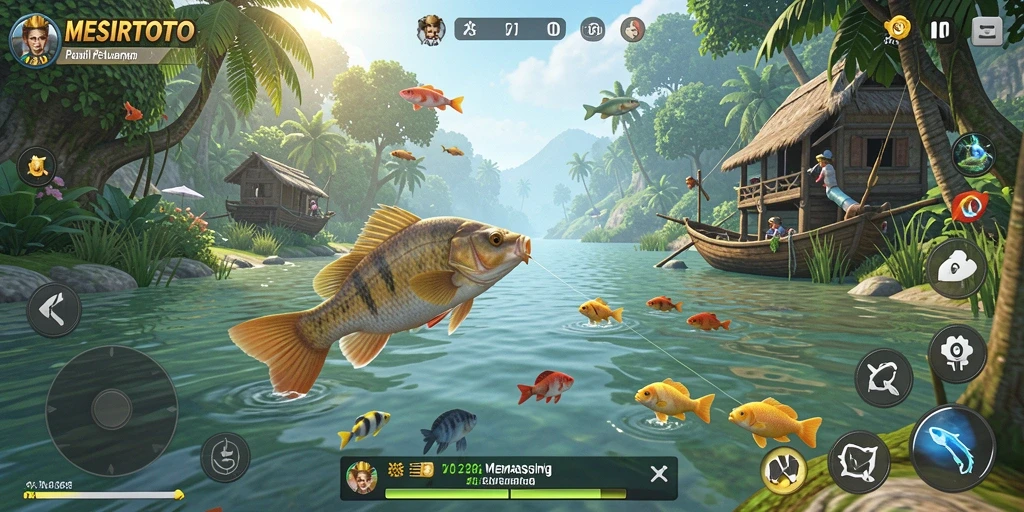 Screenshot MESIRTOTO menampilkan gameplay memancing yang seru dan menantang.