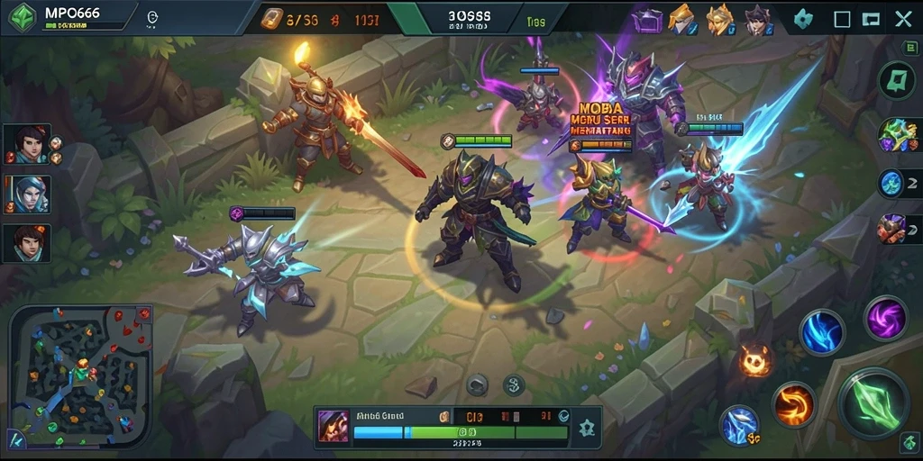 Tampilan gameplay seru dari game MOBA MPO666 dengan aksi intens.