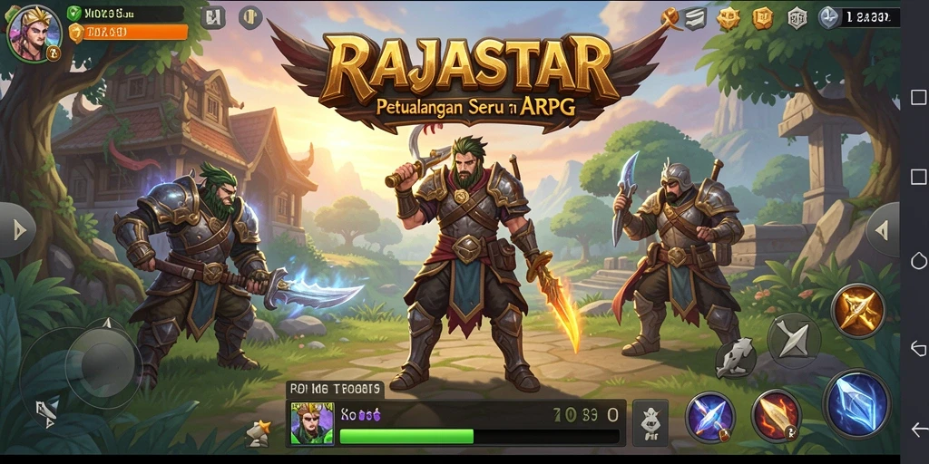 Screenshot gameplay RAJASTAR menampilkan aksi petualangan yang seru dan karakter unik.