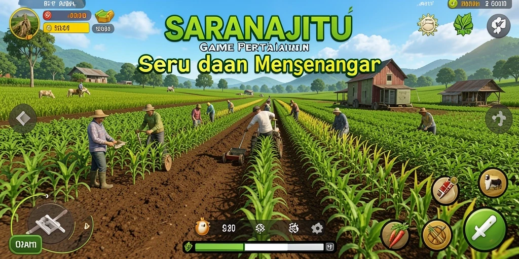 Screenshot gameplay yang menunjukkan aktivitas pertanian di SARANAJITU.