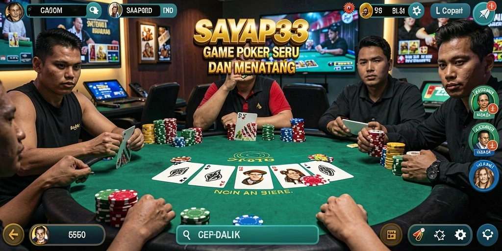 Tampilan gameplay Poker yang seru dan kompetitif di SAYAP33.